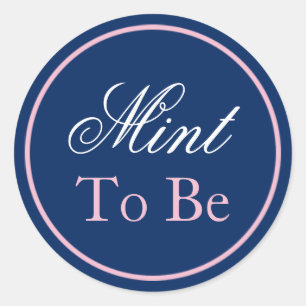 Rond Sticker Mariage "Mint to Be" - Blush Pink/Navy