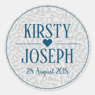 Rond Sticker Mariage moderne classique gris empreinte d
