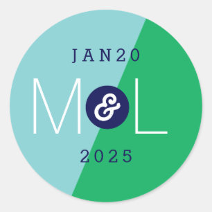 Rond Sticker Mariage moderne Duo dynamique