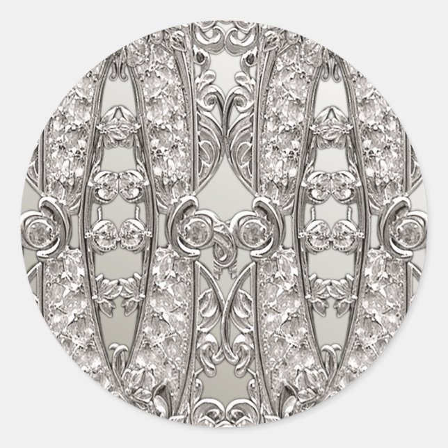 Rond Sticker Mariage moderne orné d'argent (Devant)