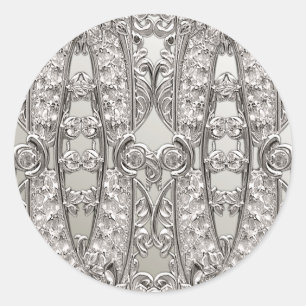 Rond Sticker Mariage moderne orné d'argent