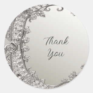 Rond Sticker Mariage moderne orné d'argent