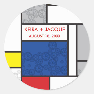 Rond Sticker Mariage Mondrian Modern Art Retro Circles