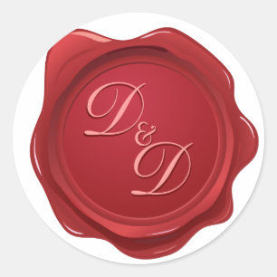 Rond Sticker mariage Monogram Faux cire Sceau