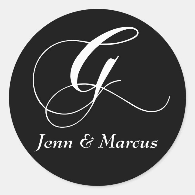 Rond Sticker Mariage Monogram G personnalisable (Devant)