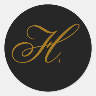 Rond Sticker mariage Monogram H Gold & Black Seal