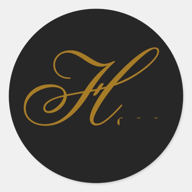 Rond Sticker mariage Monogram H Gold & Black Seal (Devant)