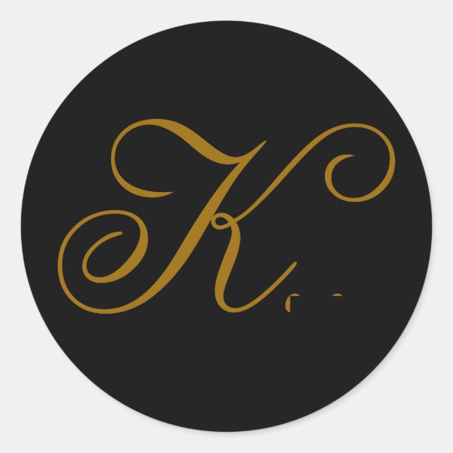 Rond Sticker mariage Monogram K Gold & Black Seal (Devant)