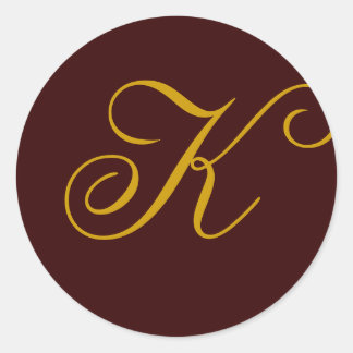 Rond Sticker mariage Monogram K Gold Seal
