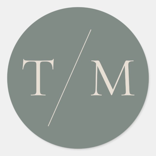 Rond Sticker Mariage Monogram Moss moderne (Devant)