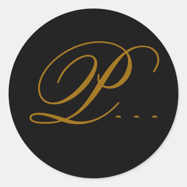 Rond Sticker mariage Monogram P Gold & Black Seal (Devant)