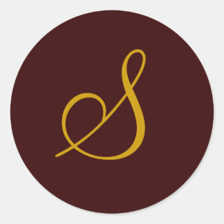 Rond Sticker mariage Monogram S Gold Seal