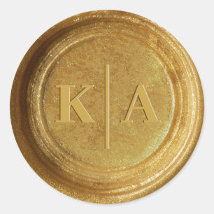 Rond Sticker Mariage Monogram Shimmer Gold Wax