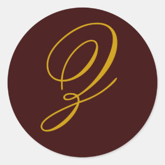 Rond Sticker mariage Monogram Z Gold Seal