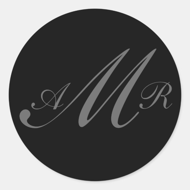 Rond Sticker Mariage Monogramme à trois lettres (Devant)