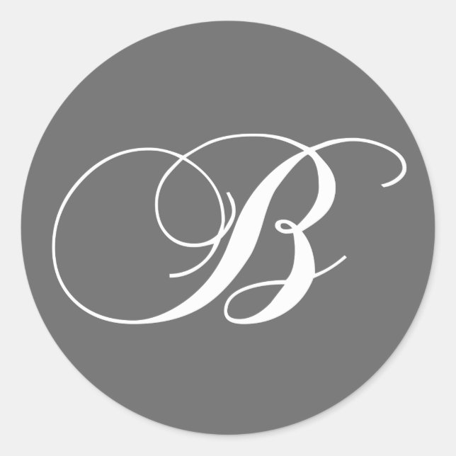 Rond Sticker Mariage Monogramme B Charbon (Devant)