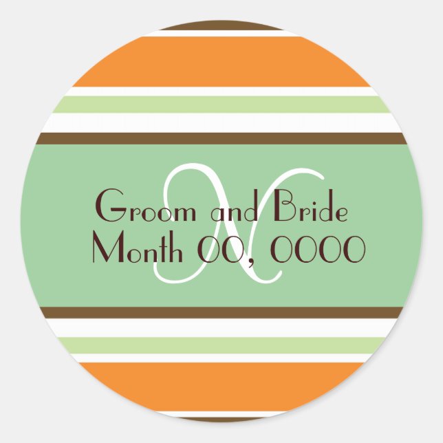 Rond Sticker Mariage Monogramme de mariée moderne (Devant)