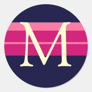 Rond Sticker Mariage monogramme en ivoire de la Marine 