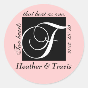 Rond Sticker Mariage Monogramme F personnalisable