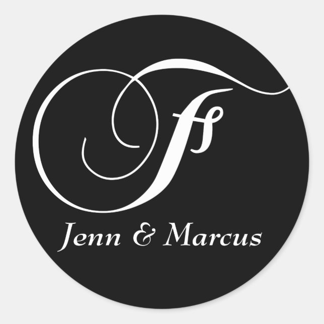 Rond Sticker Mariage Monogramme F personnalisable (Devant)
