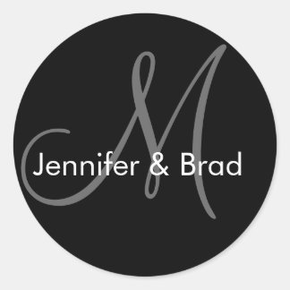 Rond Sticker Mariage Monogramme Noms des mariées