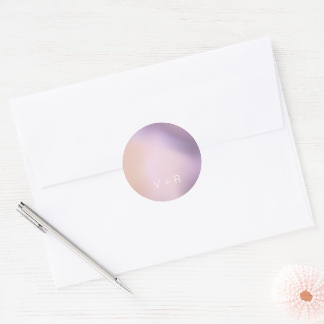 Rond Sticker Mariage Monogramme Ombre Métallique Modern (Enveloppe)