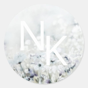 Rond Sticker Mariage monogramme pour le morceau de prai