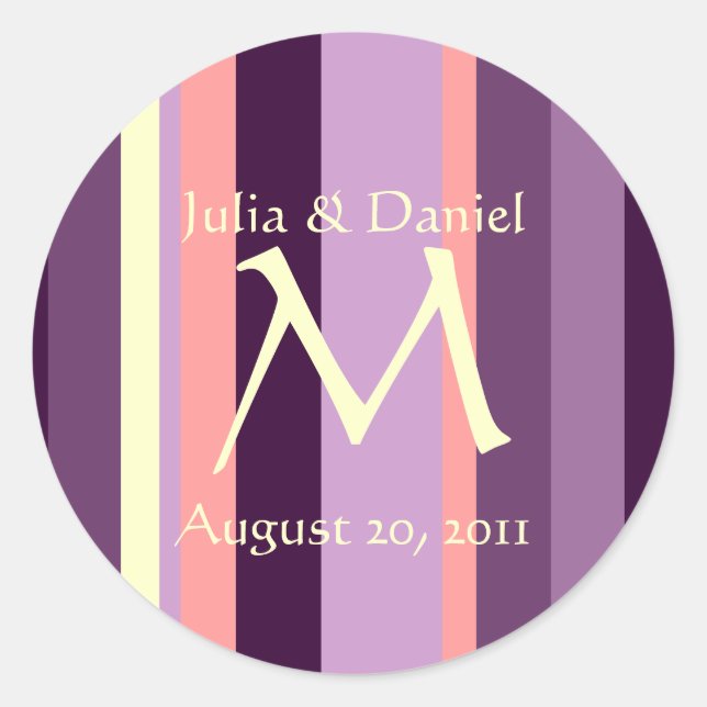 Rond Sticker mariage Monogramme rose violet Enveloppe (Devant)
