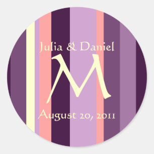 Rond Sticker mariage Monogramme rose violet Enveloppe