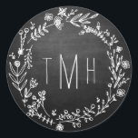 Rond Sticker Mariage Monogramme rustique Country<br><div class="desc">Customisez avec vos initiales ; Pour plus de personnalisation, cliquez sur "Customiser" et modifiez les polices de couleurs, les styles, les tailles et l'emplacement ; supprimez même l'arrière - plan pour télécharger votre propre image ou utilisez les nuances de couleurs arrière - plans pour changer de couleur pour correspondre à...</div>