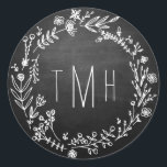 Rond Sticker Mariage Monogramme rustique Country<br><div class="desc">Customisez avec vos initiales ; Pour plus de personnalisation, cliquez sur "Customiser" et modifiez les polices de couleurs, les styles, les tailles et l'emplacement ; supprimez même l'arrière - plan pour télécharger votre propre image ou utilisez les nuances de couleurs arrière - plans pour changer de couleur pour correspondre à...</div>