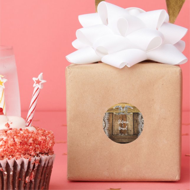 Rond Sticker Mariage occidental rustique (Fête)