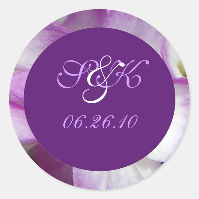 Rond Sticker Mariage orchidée (Devant)