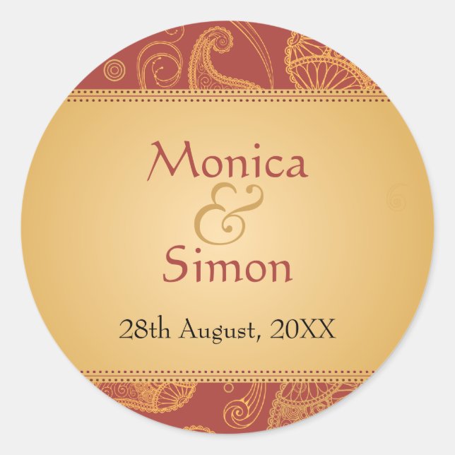 Rond Sticker Mariage Paisley Dreams (Devant)