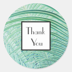 Rond Sticker Mariage Pale Green Palm Merci