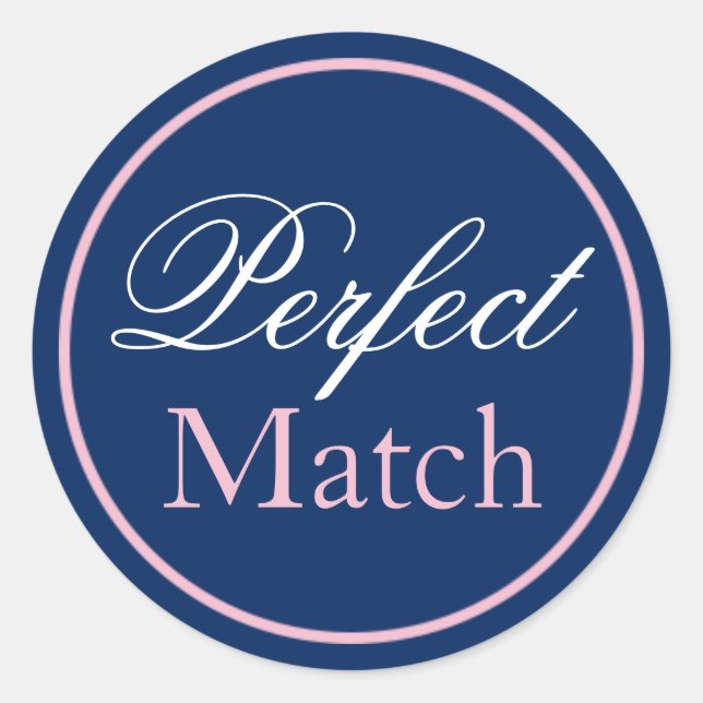 Rond Sticker Mariage "Parfait" Rose/Marine (Devant)