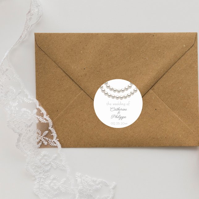 Rond Sticker Mariage Pearl élégant (Créateur téléchargé)