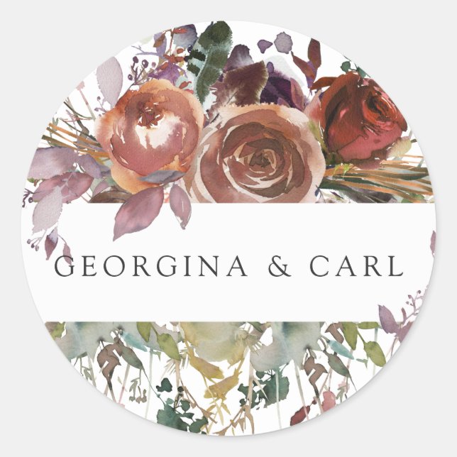 Rond Sticker Mariage personnalisé Butterum & Plum (Devant)