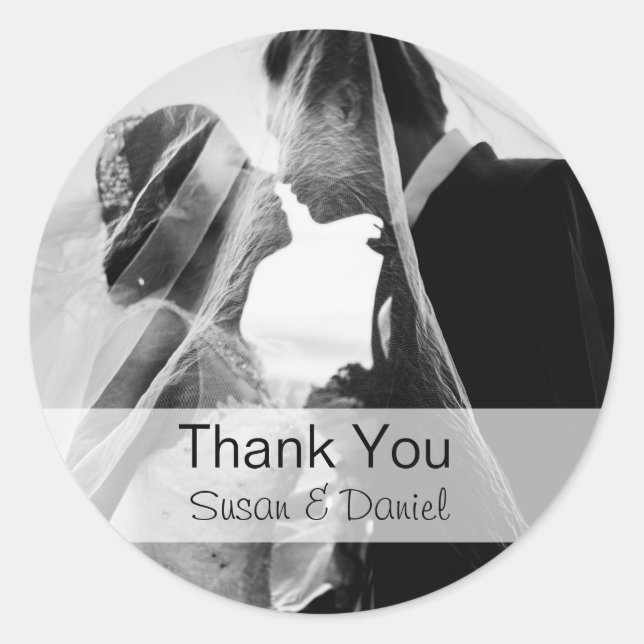 Rond Sticker mariage Photo Merci (Devant)