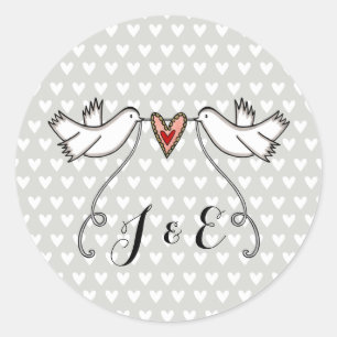 Rond Sticker Mariage pour colombes blanches personnalis