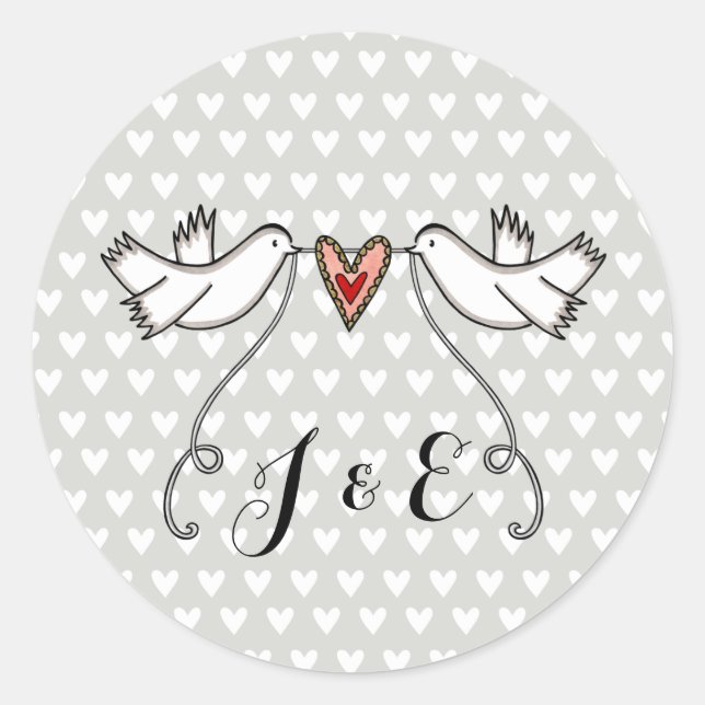 Rond Sticker Mariage pour colombes blanches personnalis (Devant)