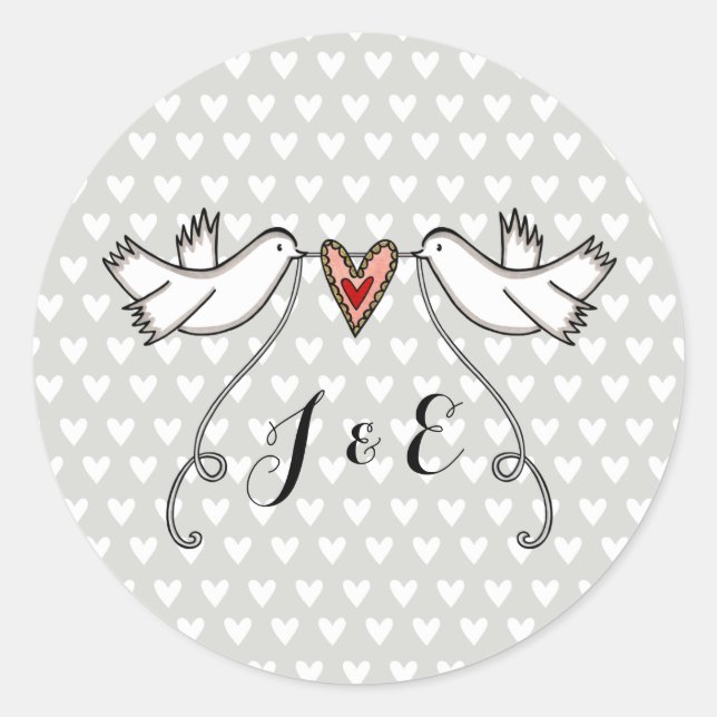 Rond Sticker Mariage pour colombes blanches personnalis (Devant)