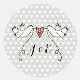 Rond Sticker Mariage pour colombes blanches personnalis