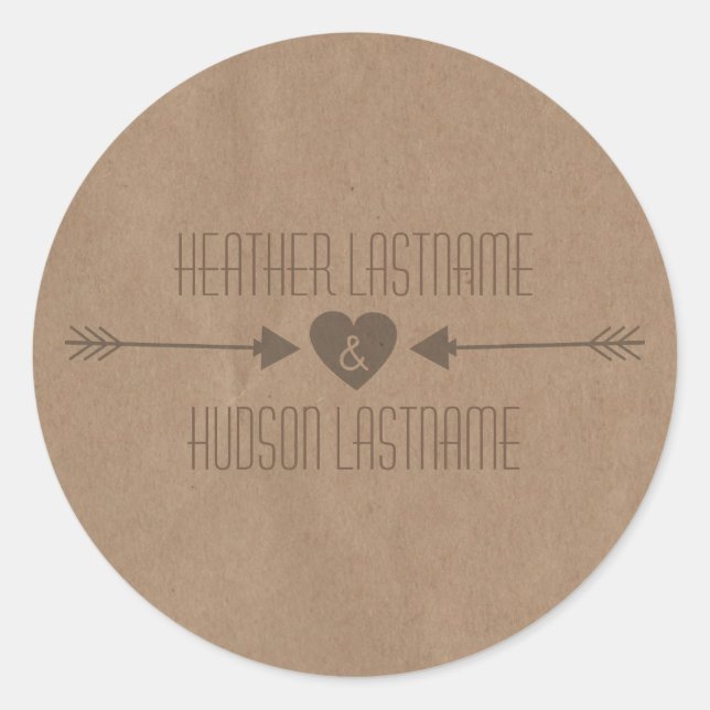 Rond Sticker Mariage pour flèches Brown inspirées du pa (Devant)