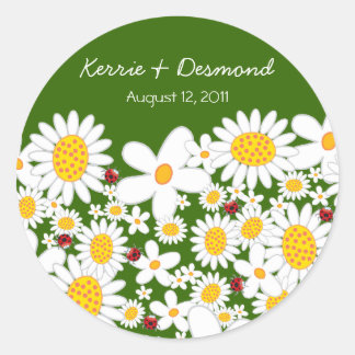 Rond Sticker Mariage pour les marguerites blanches et l