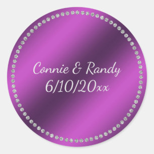 Rond Sticker Mariage Purple Faux Foil