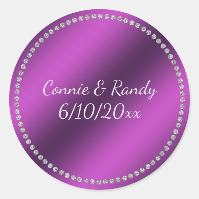 Rond Sticker Mariage Purple Faux Foil (Devant)