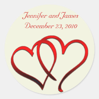 Rond Sticker Mariage Red Hearts