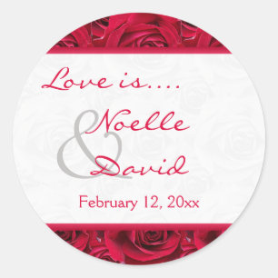 Rond Sticker Mariage Red Roses Galore
