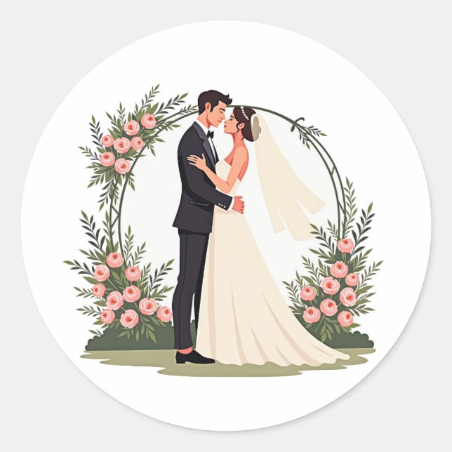 Rond Sticker Mariage romantique (Devant)